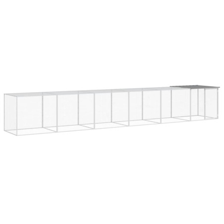 vidaXL Gabbia Polli Tetto Grigio Chiaro 603x98x90 cm Acciaio Zincato