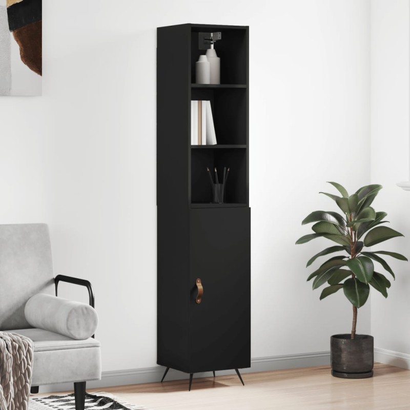 vidaXL Credenza Nera 34,5x34x180 cm in Legno Multistrato vidaXL Credenza Nera 34,5x34x180 cm in Legno Multistrato