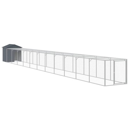 vidaXL Pollaio con Area Corsa Antracite 117x1221x123cm Acciaio Zincato