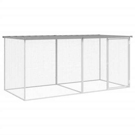 vidaXL Gabbia Polli Tetto Grigio Chiaro 203x98x90 cm Acciaio Zincato