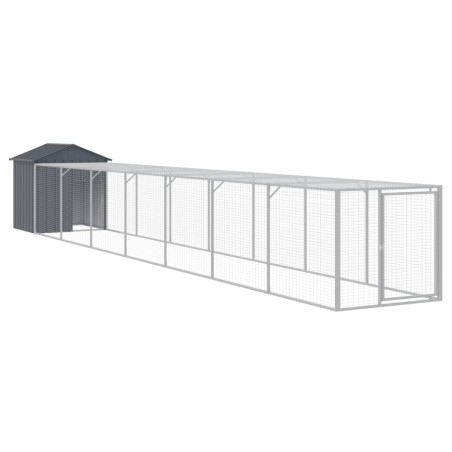 vidaXL Pollaio con Area Corsa Antracite 117x813x123 cm Acciaio Zincato