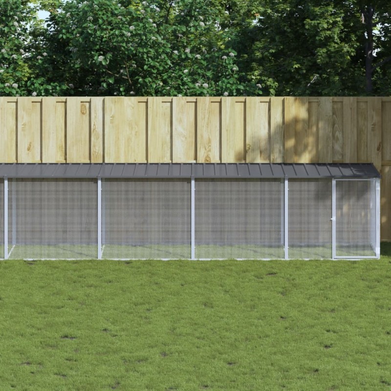 vidaXL Gabbia Polli con Tetto Antracite 803x98x90 cm Acciaio Zincato vidaXL Gabbia Polli con Tetto Antracite 803x98x90 cm Acciaio Zincato