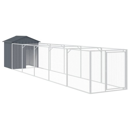 vidaXL Casetta Cani con Tetto Antracite 117x609x123 cm Acciaio Zincato