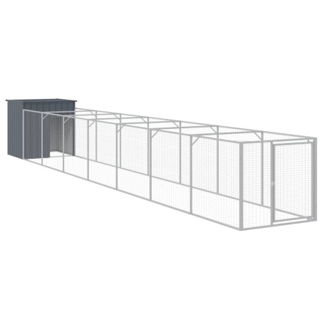 vidaXL Casetta Cani con Corsa Antracite 110x813x110 cm Acciaio Zincato