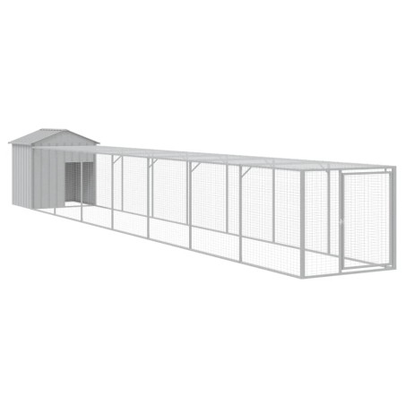 vidaXL Pollaio Area Corsa Grigio Chiaro 117x813x123 cm Acciaio Zincato