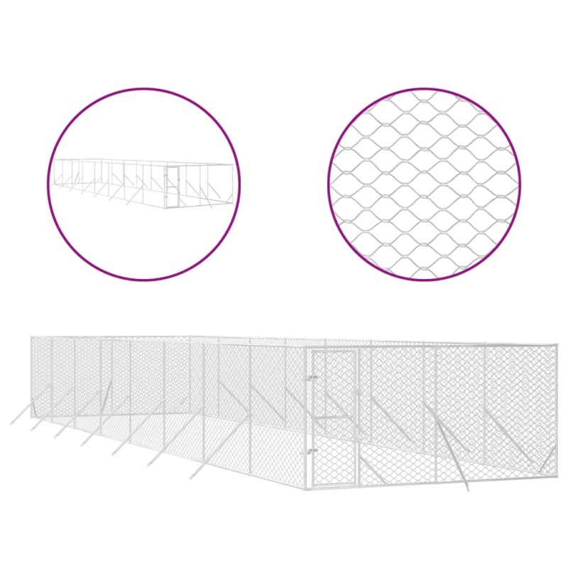 vidaXL Cuccia per Cani da Esterno Argento 4x16x2 m in Acciaio Zincato vidaXL Cuccia per Cani da Esterno Argento 4x16x2 m in Acciaio Zincato