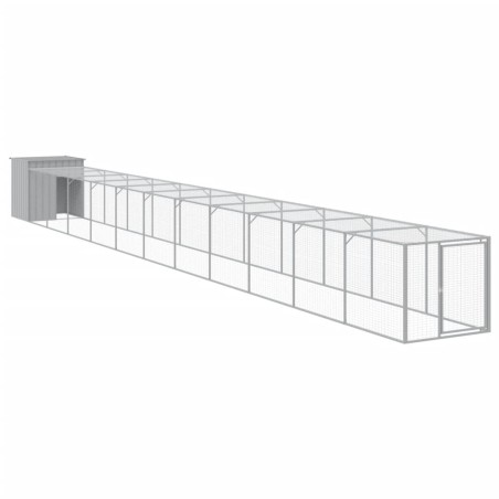 vidaXL Pollaio Area Corsa Grigio Chiaro 110x1221x110cm Acciaio Zincato
