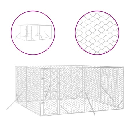 vidaXL Cuccia per Cani da Esterno Argento 4x4x2 m in Acciaio Zincato