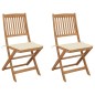Sedie da Giardino Pieghevoli 2 pz con Cuscini Massello Acacia Sedie da Giardino Pieghevoli 2 pz con Cuscini Massello Acacia