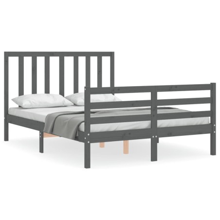 vidaXL Giroletto con Testiera Grigio 4FT Small Double Legno Massello