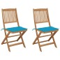 Sedie da Giardino Pieghevoli 2 pz con Cuscini Massello Acacia Sedie da Giardino Pieghevoli 2 pz con Cuscini Massello Acacia