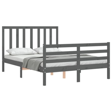 vidaXL Giroletto con Testiera Grigio 140x190 cm in Legno Massello
