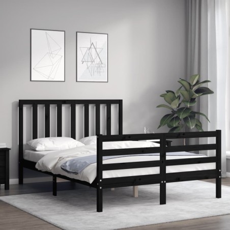 vidaXL Giroletto con Testiera Nero 120x200 cm in Legno Massello