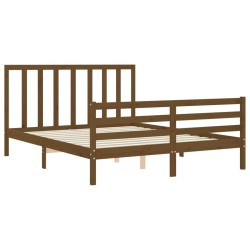 vidaXL Giroletto con Testiera Miele 5FT King Size in Legno Massello
