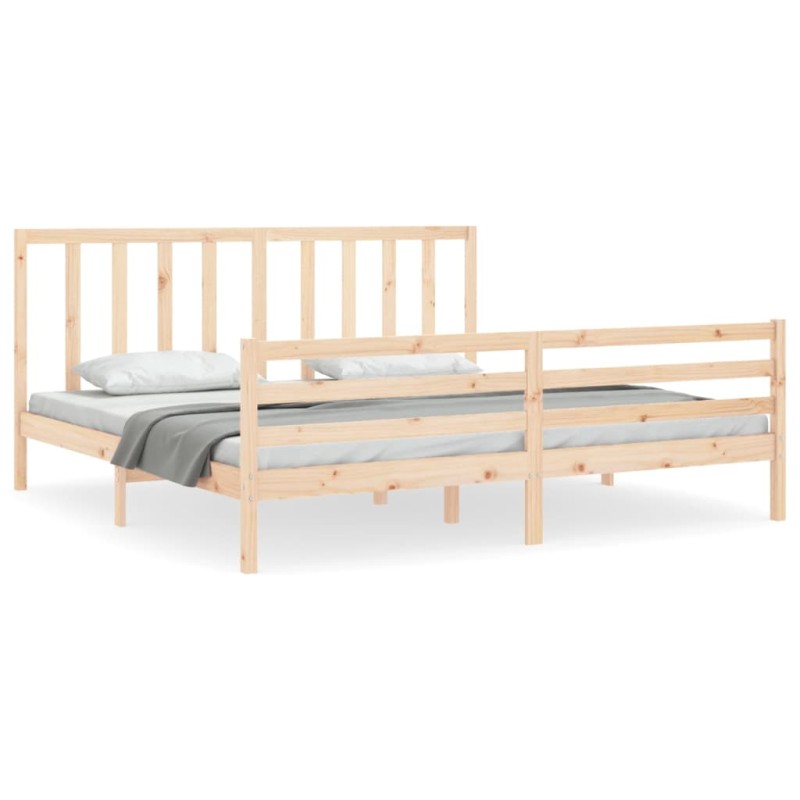 vidaXL Giroletto con Testiera 6FT Super King in Legno Massello vidaXL Giroletto con Testiera 6FT Super King in Legno Massello
