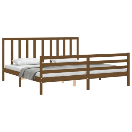 vidaXL Giroletto con Testiera ambra 200x200 cm in Legno Massello