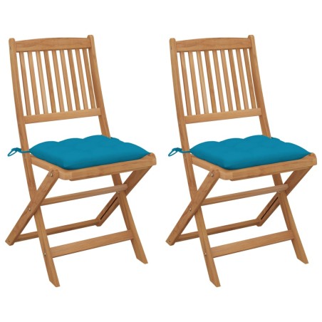vidaXL Sedie da Giardino Pieghevoli 2pz con Cuscini Massello d'Acacia
