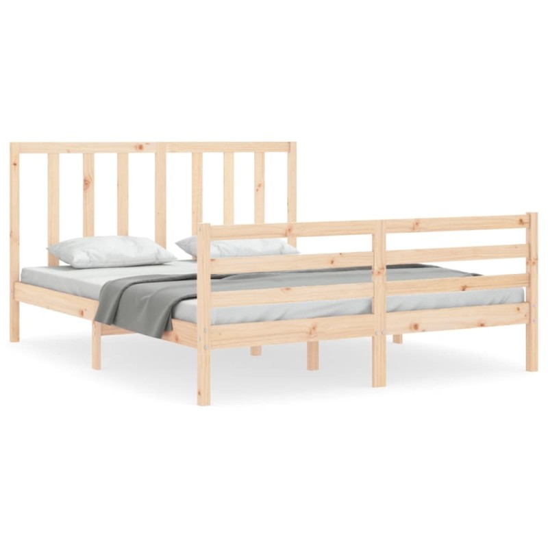 vidaXL Giroletto con Testiera 5FT King Size in Legno Massello