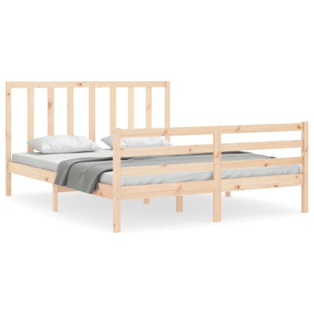 vidaXL Giroletto con Testiera 5FT King Size in Legno Massello
