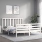 vidaXL Giroletto con Testiera Bianco 160x200 cm Legno Massello vidaXL Giroletto con Testiera Bianco 160x200 cm Legno Massello