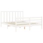 vidaXL Giroletto con Testiera Bianco 160x200 cm Legno Massello vidaXL Giroletto con Testiera Bianco 160x200 cm Legno Massello