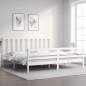 vidaXL Giroletto Testiera Bianco Super King Size in Legno Massello vidaXL Giroletto Testiera Bianco Super King Size in Legno Massello
