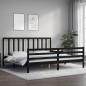 vidaXL Giroletto con Testiera Nero 200x200 cm in Legno Massello vidaXL Giroletto con Testiera Nero 200x200 cm in Legno Massello