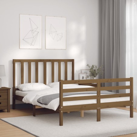 vidaXL Giroletto con Testiera Miele 4FT Small Double in Legno Massello