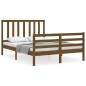 vidaXL Giroletto con Testiera Miele 4FT Small Double in Legno Massello vidaXL Giroletto con Testiera Miele 4FT Small Double in Legno Massello