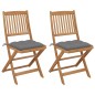 Sedie da Giardino Pieghevoli 2 pz con Cuscini Massello Acacia Sedie da Giardino Pieghevoli 2 pz con Cuscini Massello Acacia