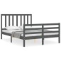 vidaXL Giroletto con Testiera Grigio 4FT6 Double in Legno Massello vidaXL Giroletto con Testiera Grigio 4FT6 Double in Legno Massello
