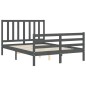 vidaXL Giroletto con Testiera Grigio 4FT6 Double in Legno Massello vidaXL Giroletto con Testiera Grigio 4FT6 Double in Legno Massello
