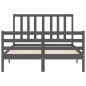vidaXL Giroletto con Testiera Grigio 4FT6 Double in Legno Massello vidaXL Giroletto con Testiera Grigio 4FT6 Double in Legno Massello