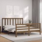 vidaXL Giroletto con Testiera Miele 5FT King Size in Legno Massello vidaXL Giroletto con Testiera Miele 5FT King Size in Legno Massello