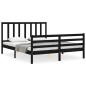 vidaXL Giroletto con Testiera Nero 5FT King Size in Legno Massello vidaXL Giroletto con Testiera Nero 5FT King Size in Legno Massello