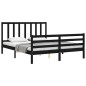 vidaXL Giroletto con Testiera Nero 5FT King Size in Legno Massello vidaXL Giroletto con Testiera Nero 5FT King Size in Legno Massello