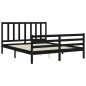 vidaXL Giroletto con Testiera Nero 5FT King Size in Legno Massello vidaXL Giroletto con Testiera Nero 5FT King Size in Legno Massello