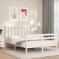 vidaXL Giroletto con Testiera Bianco 120x200 cm in Legno Massello vidaXL Giroletto con Testiera Bianco 120x200 cm in Legno Massello