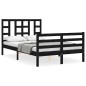 vidaXL Giroletto con Testiera Nero 4FT Small Double in Legno Massello vidaXL Giroletto con Testiera Nero 4FT Small Double in Legno Massello