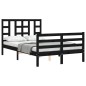 vidaXL Giroletto con Testiera Nero 4FT Small Double in Legno Massello vidaXL Giroletto con Testiera Nero 4FT Small Double in Legno Massello