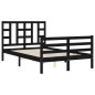 vidaXL Giroletto con Testiera Nero 4FT Small Double in Legno Massello vidaXL Giroletto con Testiera Nero 4FT Small Double in Legno Massello
