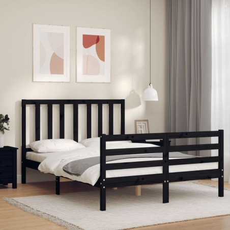 vidaXL Giroletto con Testiera Nero 120x200 cm in Legno Massello