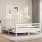 vidaXL Giroletto con Testiera Bianco 160x200 cm Legno Massello vidaXL Giroletto con Testiera Bianco 160x200 cm Legno Massello