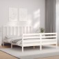 vidaXL Giroletto con Testiera Bianco 160x200 cm Legno Massello vidaXL Giroletto con Testiera Bianco 160x200 cm Legno Massello