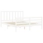 vidaXL Giroletto con Testiera Bianco 160x200 cm Legno Massello vidaXL Giroletto con Testiera Bianco 160x200 cm Legno Massello