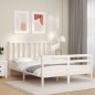 vidaXL Giroletto con Testiera Bianco 140x200 cm in Legno Massello vidaXL Giroletto con Testiera Bianco 140x200 cm in Legno Massello