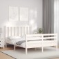 vidaXL Giroletto con Testiera Bianco 140x200 cm in Legno Massello vidaXL Giroletto con Testiera Bianco 140x200 cm in Legno Massello