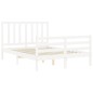 vidaXL Giroletto con Testiera Bianco 140x200 cm in Legno Massello vidaXL Giroletto con Testiera Bianco 140x200 cm in Legno Massello