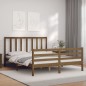 vidaXL Giroletto con Testiera Miele 160x200 cm Legno Massello vidaXL Giroletto con Testiera Miele 160x200 cm Legno Massello