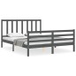 vidaXL Giroletto con Testiera Grigio 5FT King Size in Legno Massello vidaXL Giroletto con Testiera Grigio 5FT King Size in Legno Massello